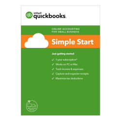 Intuit® QuickBooks® Online Simple Start 2019, 1-Year Subscription, For PC/Mac®, Download