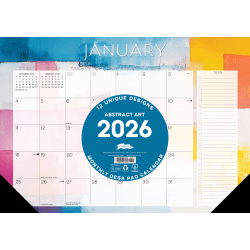 2026 Willow Creek Press Monthly Desk Pad Calendar, 12" x 17", Abstract Art, January To December, 57391