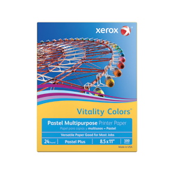 Xerox® Vitality Colors™ Pastel Plus Colored Multi-Use Print & Copy Paper, Letter Size (8 1/2" x 11"), 24 Lb, 30% Recycled, Goldenrod, Ream Of 500 Sheets