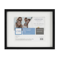 Uniek Gallery Photo/Document Picture Frame, 12 1/4" x 15 1/4" With Mat, Black