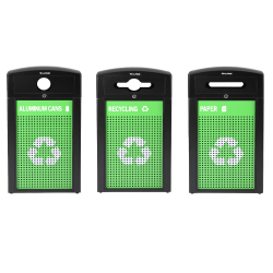 Alpine Industries Steel, Indoor/Outdoor Trash Can, 40 Gallons, Green, 3/Pack (471-40-GSCMS-MK)