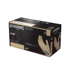 Gloveworks Ivory Latex Powder-Free Industrial Gloves, Small, White, 100 Gloves Per Box, Case Of 10 Boxes