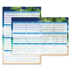 Office Depot® Brand Reversible Erasable Wall Calendar, 36" x 24", Paradise, January To December 2024, ODUS2302-001