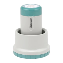 Custom ECO-GREEN Xstamper® Pre-Inked XpeDater® Rotary Date Stamp, N77, 90% Recycled, 1-3/4" Diameter Impression