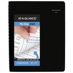 2024 AT-A-GLANCE® DayMinder Daily 4-Person Group Appointment Book, 8" x 11", Black, January To December 2024, G56000