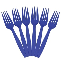 JAM PAPER Big Party Pack of Premium Plastic Forks, Blue, 100 Disposable Forks/Box