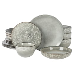 Gibson Elite Matisse 16-Piece Stoneware Dinnerware Set, Gray