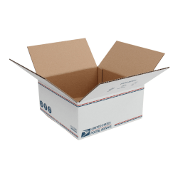 United States Post Office Shipping Boxes, 12" x 12" x 5-1/2", White/Blue/Red, Pack Of 20 Boxes