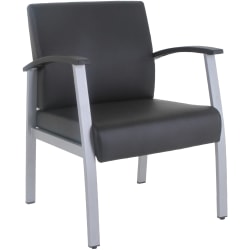 Lorell Mid-Back Healthcare Guest Chair - Vinyl Seat - Vinyl Back - Powder Coated Silver Steel Frame - Mid Back - Four-legged Base - Black - Armrest - 1 Each