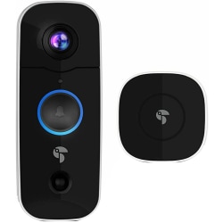 Toucan TVD200WU Battery-Powered Wireless Video Doorbell With Doorbell Chime, 5.5"H x 2.1"W x 1.2"D, White