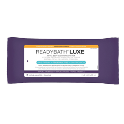 Medline ReadyBath LUXE Total Body Cleansing Heavyweight Washcloths, Antibacterial, Unscented, 8" x 8", White, 8 Washcloths Per Pack, Case Of 24 Packs