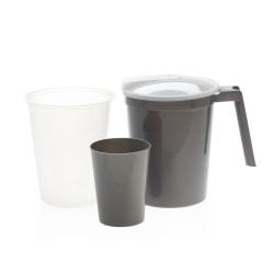 Medline Premium Water Pitcher & Tumbler Set, Graduated Inner Plastic Liner, Graphite, Pack Of 40