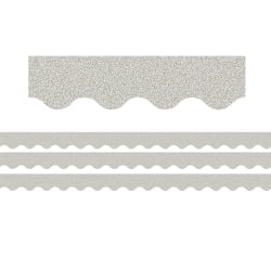 Teacher Created Resources Scalloped Border Trim Packs, 35’, Silver Glitz, Set Of 3 Packs