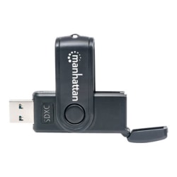 Manhattan USB-A Mini Multi-Card Reader/Writer, 5 Gbps (USB 3.2 Gen1 aka USB 3.0), 24-in-1, SuperSpeed USB, Windows or Mac, Black, Three Year Warranty, Blister - Card reader
