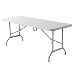 Realspace® Molded Plastic Top Folding Table with Handles, 29"H x 72"W x 29-1/4"D, Platinum/Charcoal