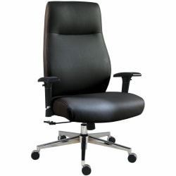 Lorell Fuerte Executive High-Back Chair with Adjustable Arms - High Back - Black - Poly, Polyurethane - Armrest - 1 Each