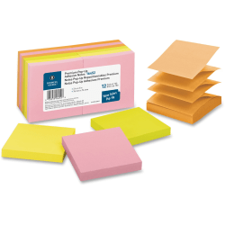 Business Source Reposition Pop-up Adhesive Notes - 3" Flag/Notex 3" Flag/Note - Square - Assorted Neon - 16452