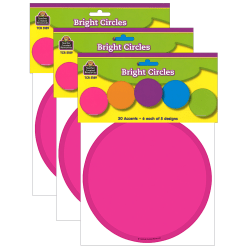 Teacher Created Resources Accents, Bright Circles, 30 Accents Per Pack, Set Of 3 Packs