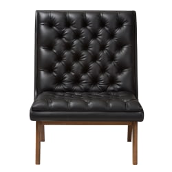 Baxton Studio Yasin Lounge Chair, Black/Walnut