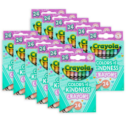 Crayola Colors Of Kindness Crayons, Regular Size, Assorted Colors, 24 Crayons Per Pack, Set Of 12 Packs