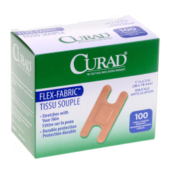 CURAD® Flex-Fabric Adhesive Bandages, Knuckle, 1 1/2" x 3", Tan, Pack Of 1,200