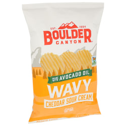 Boulder Canyon Wavy Potato Chips, Cheddar Sour Cream, 5.5 Oz, Total Qty 12