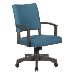 Office Star Santina Fabric High-Back Bankers Chair, Antique Gray/Blue