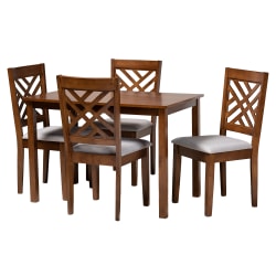 Baxton Studio Caron Dining Set, 29-5/16"H x 43-5/16"W x 27-9/16"D, Gray/Walnut