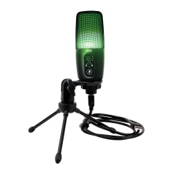QFX Ultra-High-Resolution USB Microphone with RGB Studio Lights and Desk Tripod Stand, Black, M-192
