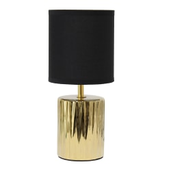 Simple Designs Ruffled Capsule Table Lamp, 11-5/8"H, Black/Gold