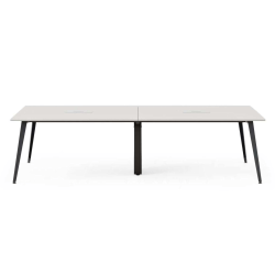 Branch Furniture Rectangle Conference Table, 30"H x 142"W x 48"D, White Top/Charcoal Base