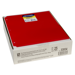 C-Line 2-Pocket Heavyweight Poly Portfolio Folders With 3-Hole Punch, 8-1/2" x 11", Red, Pack Of 25