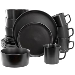 Elama Luxmatte 16-Piece Dinnerware Set, Black