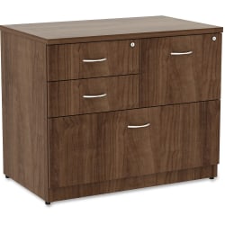 Lorell® Essentials 22"D Lateral 4-Drawer Combo File Cabinet, Walnut
