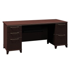 Bush Business Furniture Enterprise Office 71"W Computer Desk With 2 Pedestals, Mocha Cherry, Standard Delivery