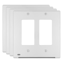 Amerelle LumiCover Universal 2-Gang Double Rocker Wall Plate, 5" x 5", White, Total Qty 1
