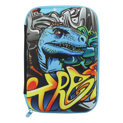 Office Depot® Brand Hardtop Pencil Case, 9" x 6-1/4", Dinosaur, Total Quantity 1