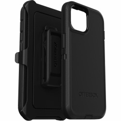 OtterBox Defender Carrying Case (Holster) Apple iPhone 15, iPhone 14, iPhone 13 Smartphone - Black - Drop Resistant, Scrape Resistant, Dirt Resistant, Bump Resistant, Impact Absorbing, Dust Resistant - Polycarbonate, Synthetic Rubber Body - Holster