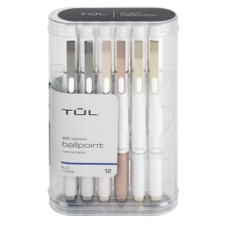 TUL® BP Series Retractable Ballpoint Pens, Medium Point, 1.0 mm, Pearl White Barrel, Blue Ink, Pack Of 12 Pens