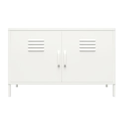Ameriwood Home Mission District 2-Door Metal Locker Accent Cabinet, 25-1/4"H x 39-3/8"W x 15-3/4"D, White