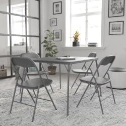 Flash Furniture 5-Piece Folding Card Table And Chair Set, 27-3/4"H x 33-1/2"W x 33-1/2"D, Gray