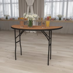 Flash Furniture Half-Round Folding Banquet Table, 30-1/4"H x 48"W x 24"D, Natural/Black