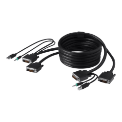 Belkin Dual DVI-D + USB A/B + Audio Combo Cable, 6' - 6 ft KVM Cable for KVM Switch, Server, Computer, Keyboard, Mouse - Black