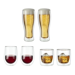 Zwilling Sorrento Double-Wall Entertaining Glassware Set, 14 Oz, Clear, Set Of 6 Glasses