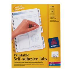 Avery® Printable Self-Adhesive Tabs, 1 1/4" x 1", White, Pack Of 96