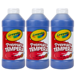 Crayola Premier Tempera Paints, 16 Oz, Blue, Pack Of 3 Paints