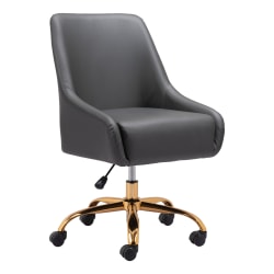 Zuo Modern Madelaine Ergonomic High-Back Office Chair, Gray/Gold