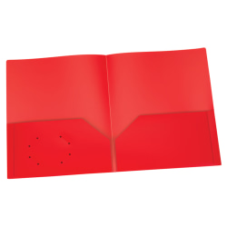 Oxford Poly 2-Pocket Portfolios, Letter Size, Red, Pack Of 25 Portfolios