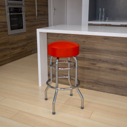 Flash Furniture Double-Ring Barstool, Red/Gray