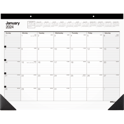 2024 Office Depot® Brand Monthly Desk Pad Calendar, 21-3/4" x 17", White, January To December 2024 , SP24D00